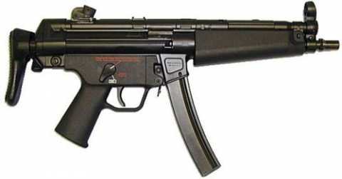 An MP5A3, with the rail stock. In-game, it is the MP5A2 in use