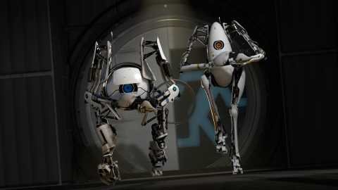 The co-op robots (left to right) ATLAS and P-body.